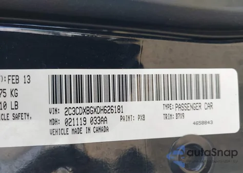 2013 Dodge Charger Se from USA, damaged, VIN 2C3CDXBGXDH626181